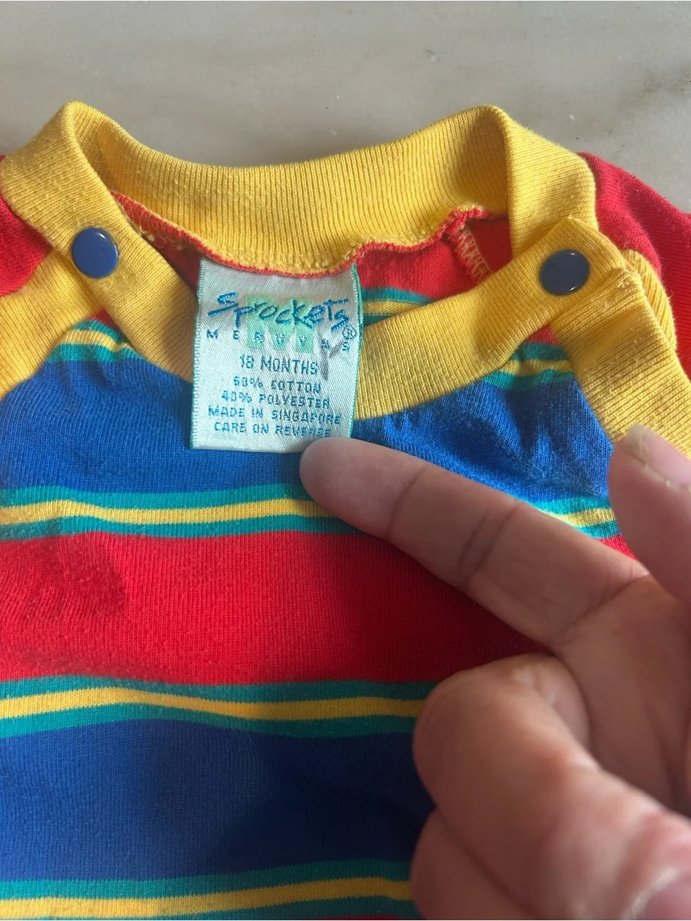 Vintage Sprockets Mervyn's Primary Color Striped Jumpsuit Romper 18 month